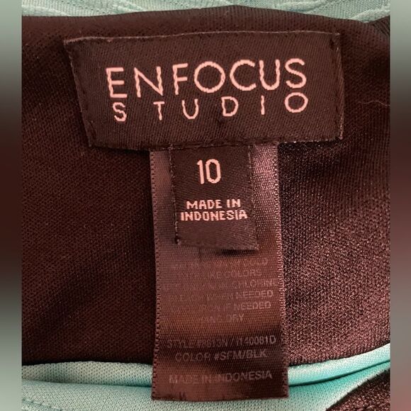 EnFocus Studio Color Block Sleeveless Sheath Dress Black & Teal Green Women’s 10 - Picture 4 of 4